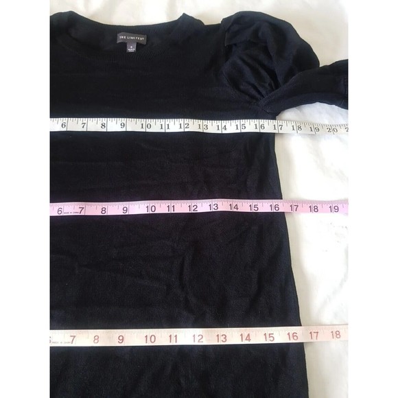 The Limited Womens Sweater Size Small Black Puff Sleeve Slim Stretch Ribbed - Picture 10 of 12